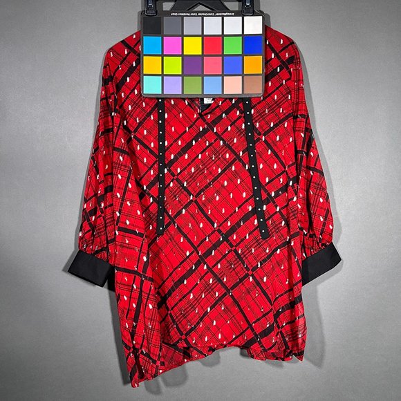 NWT Slim Factor Investments Blouse Long‎ Sleeve Sheer Tie Size XL - Picture 16 of 16